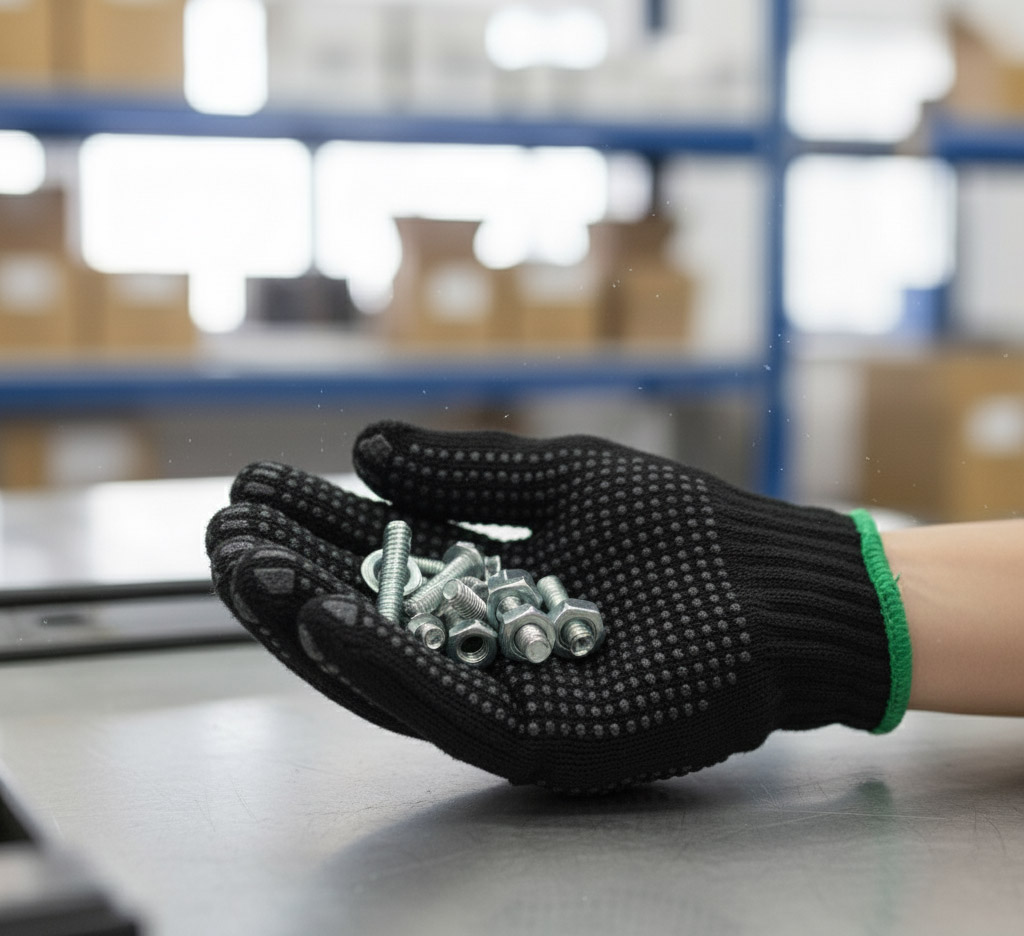 Luva de algodão preta com pigmentação - Imagem 2